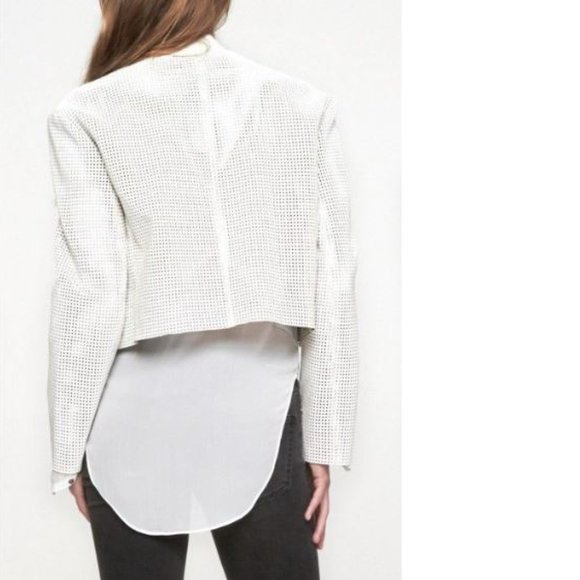 HELMUT LANG Optic White Sift Leather Jacket Small - Picture 14 of 15